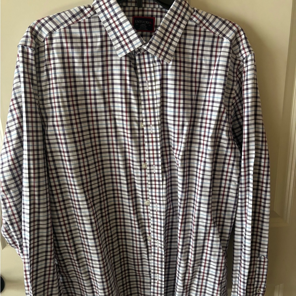 UNTUCKit Men's Red and Blue Plaid Shirt